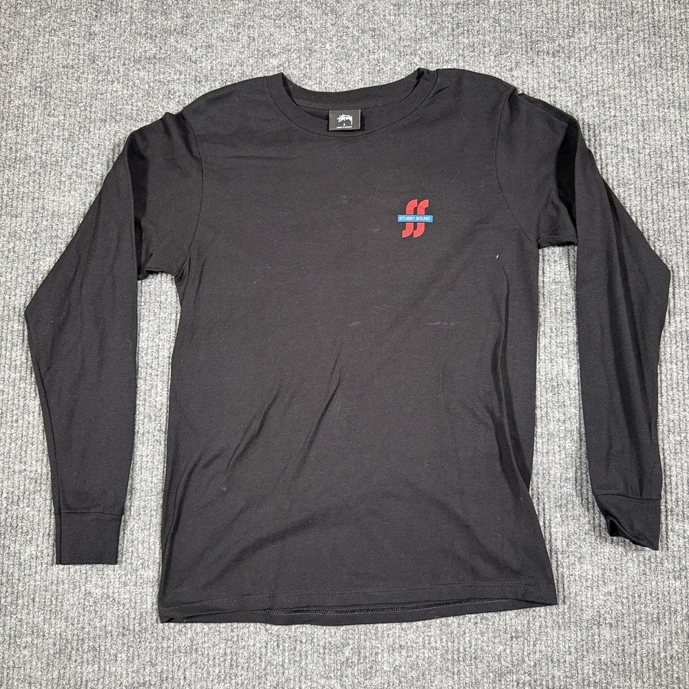 Stussy Sound System Long Sleeve T-Shirt Black Mens Small Graphic Tee NWOT